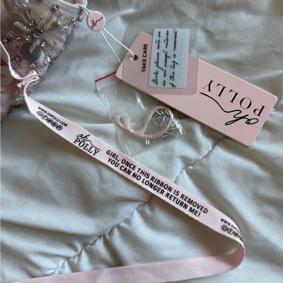 Oh Polly Pink Embellished Strapless Dress - Picture 3 of 5